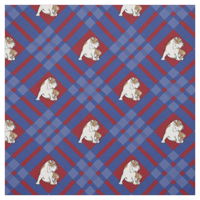 Blaue karierte Bulldogge Stoff (Muster)