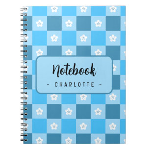 Blaue karierte Floral Notizblock