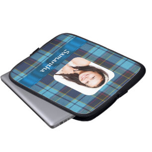 Blaue karierte Fotovorlage Laptopschutzhülle