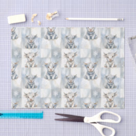 Blaue karierte Highland-Kuh Schneeflocke Cooler Wi Seidenpapier