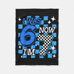 Blaue Karierte Ich war 6 Jetzt bin ich 7 Geburtsta Fleecedecke
