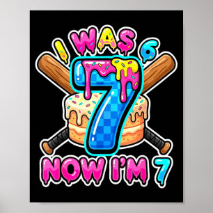 Blaue Karierte Ich War 6 Jetzt Bin Ich 7 Geburtsta Poster