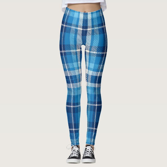 Blaue Karierte Leggings (Vorderseite)