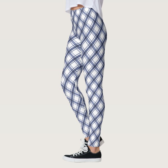 Blaue Karierte Leggings (Links)