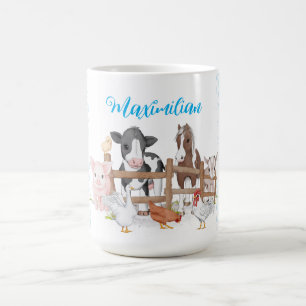 Blaue Karierte Muster Landtiere Kaffeezucht Tasse