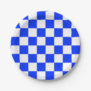 Blaue karierte Musterung Pappteller