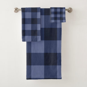 Blaue Karierte Quadrate Karo Badhandtuch Set