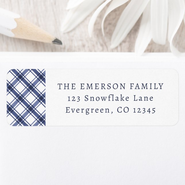 Blaue Karierte Rücksendeadresse (Blue Plaid Return Address Label
)