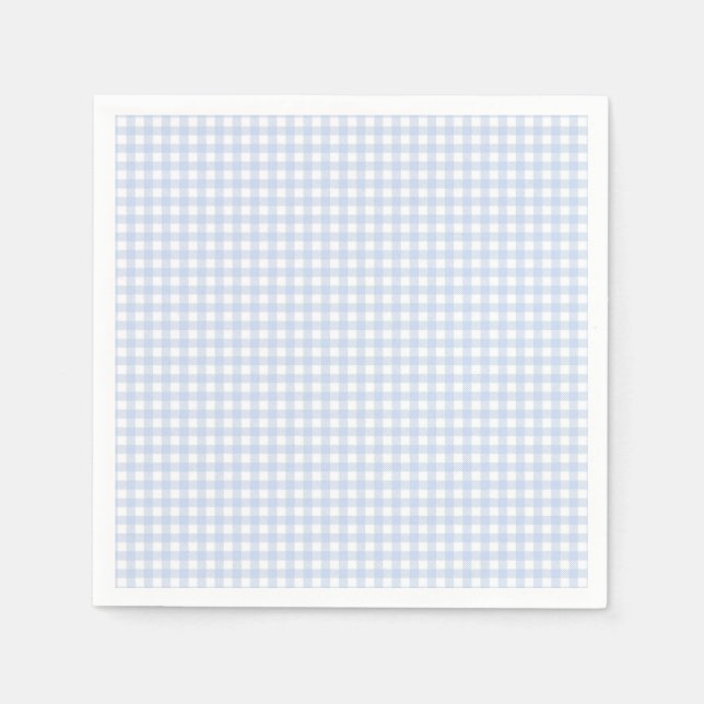 Blaue Karo-Gingham-Baby-Party Serviette (Vorderseite)