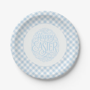 Blaue Karo-Ostern Pappteller