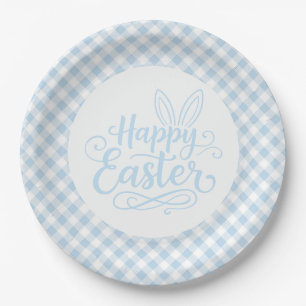 Blaue Karo-Ostern Pappteller