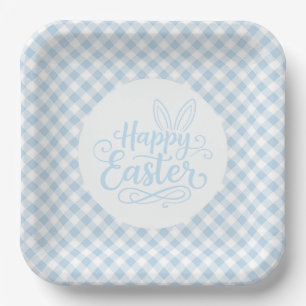 Blaue Karo-Ostern Pappteller
