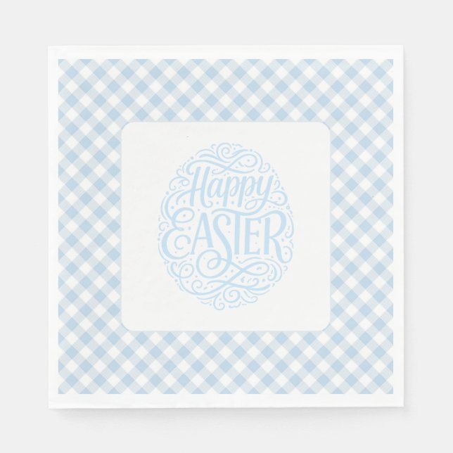 Blaue Karo-Ostern Serviette (Vorderseite)