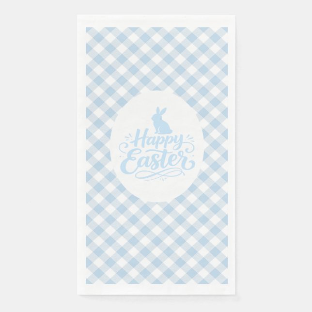 Blaue Karo-Ostern Serviette (Vorderseite)