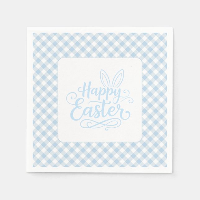 Blaue Karo-Ostern Serviette (Vorderseite)