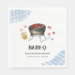 Blaue Karo-Retro-Country-Baby-Q-Baby-Party Serviette
