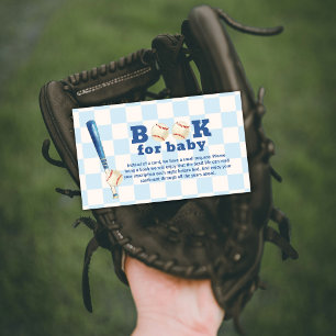 Blaue Karo-Schläger Baseball-Bücher für Baby-Party Begleitkarte