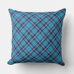 Blaue Karo-Tartan  Kissen