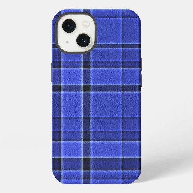 Blaue Karotartan iPhone Hülle (Rückseite)