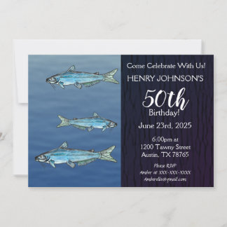 Blaue Katfische zum Geburtstag Einladung