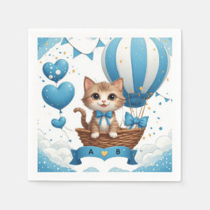 Blaue Kätzchen-Baby-Shower-Wünsche 🐱 Serviette