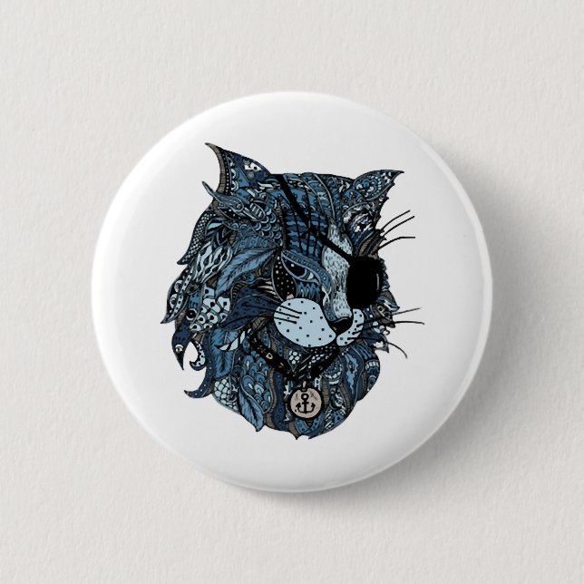 blaue Katze (3) Button (Vorderseite)