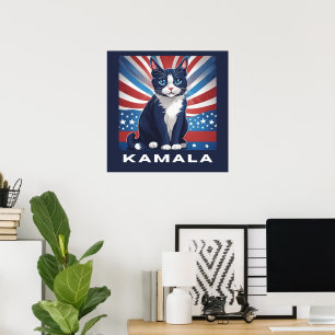 Blaue Katze für Kamala 2024 US-Wahldemokrat Poster