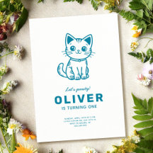 Blaue Katze Geburtstag INDIVIDUELLE FARBEN