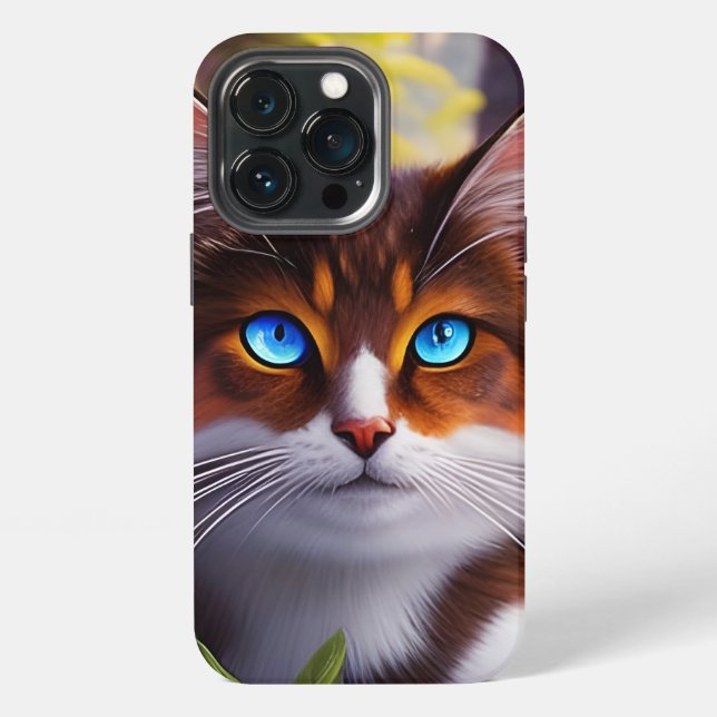 Blaue Katze im Wald iPhone Hülle (Hinten)