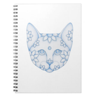 BLAUE KATZE MIT BLUMEN SPIRALNOTIZBUCH NOTIZBLOCK