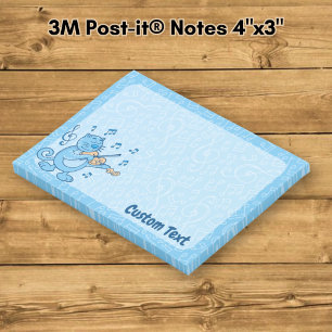 Blaue Katze mit Geigennotizen Post-it Klebezettel