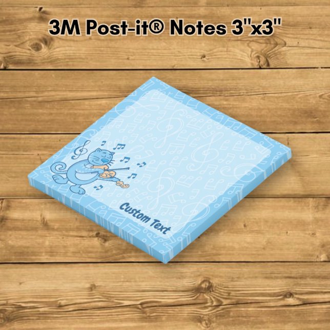 Blaue Katze mit Geigennotizen Post-it Klebezettel (Von Creator hochgeladen)