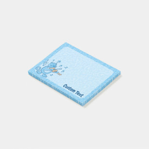 Blaue Katze mit Geigennotizen Post-it Klebezettel