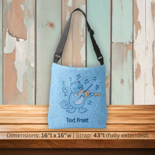Blaue Katze mit Violin Crossbody Bag Tragetaschen Mit Langen Trägern