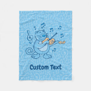 Blaue Katze mit Violin Fleece Blanket