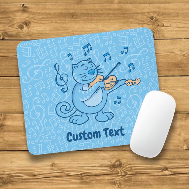 Blaue Katze mit Violin-Maus-Pad Mousepad (Von Creator hochgeladen)