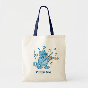 Blaue Katze mit Violin Tote Tasche