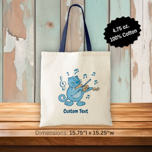 Blaue Katze mit Violin Tote Tasche