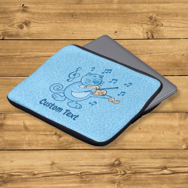 Blaue Katze mit Violine-Laptop-Sieb Laptopschutzhülle (Von Creator hochgeladen)