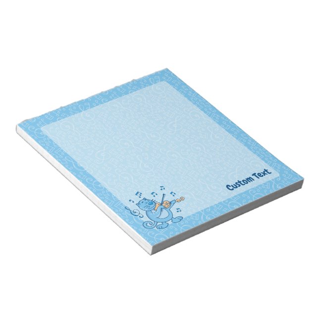 Blaue Katze mit Violine Notepad Notizblock (angewinkelt)