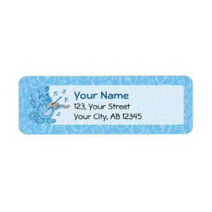 Blaue Katze mit Violinetikett