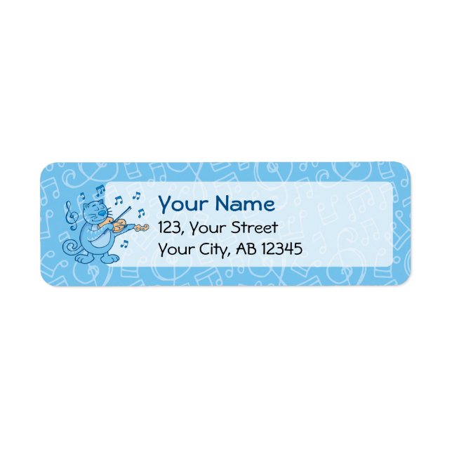 Blaue Katze mit Violinetikett (Vorne)