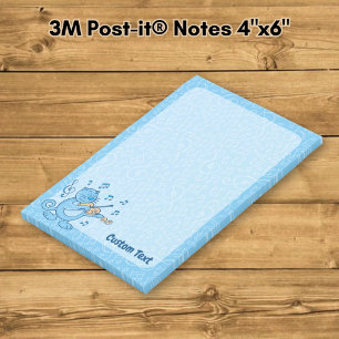 Blaue Katze mit Violinnoten Post-it Klebezettel