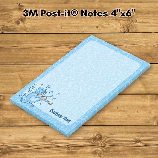 Blaue Katze mit Violinnoten Post-it Klebezettel (Von Creator hochgeladen)