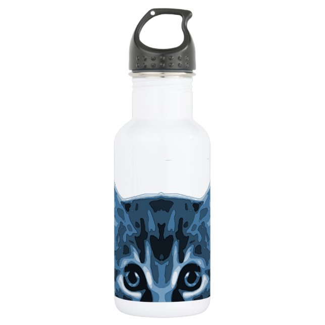 Blaue Katze Purrr! Trinkflasche (Vorderseite)