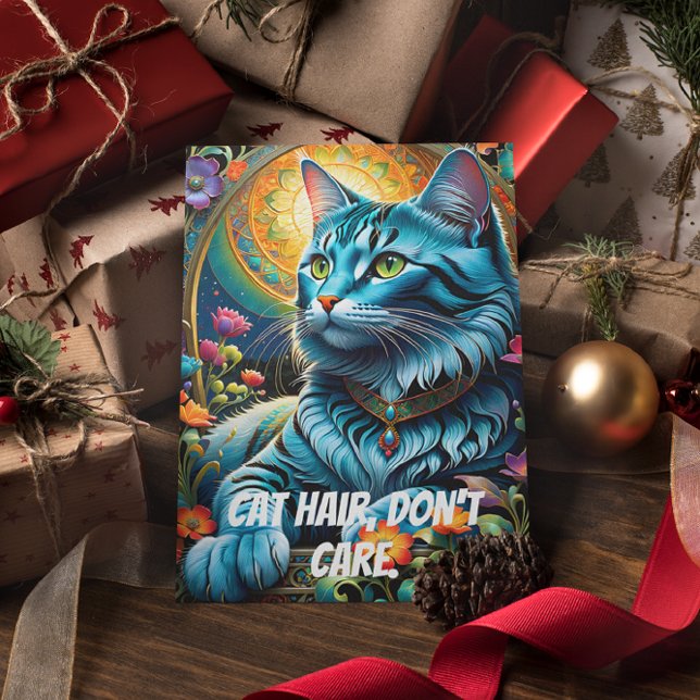 Blaue Katze und Blütenoase Postkarte (Von Creator hochgeladen)