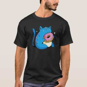 Blaue Katze und Donuts T-Shirt