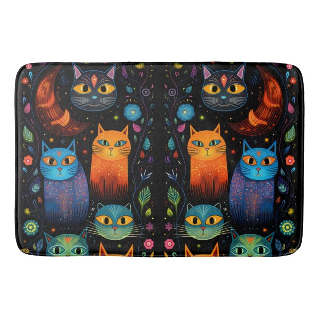 Blaue Katzen Badematte (Vorderseite)