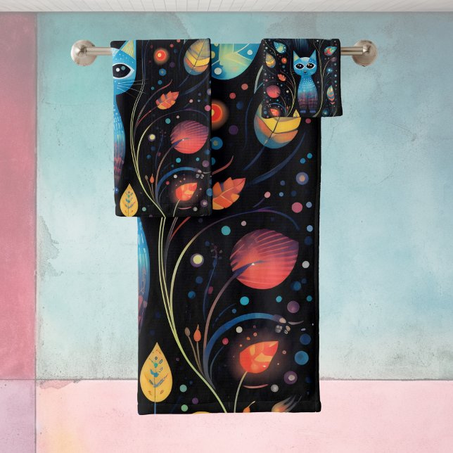 Blaue Katzen Badhandtuch Set (Von Creator hochgeladen)