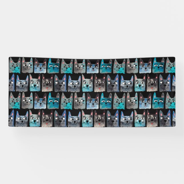 Blaue Katzen Banner (Horizontal)